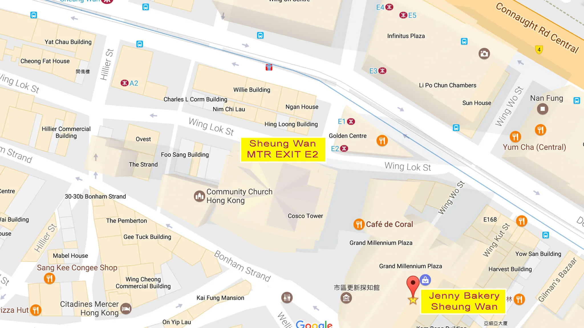 How to go to Jenny Bakery SHEUNG WAN (香港上環)